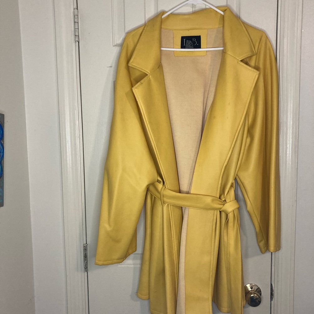 Short Trench Jacket, Yellow, Size 3x